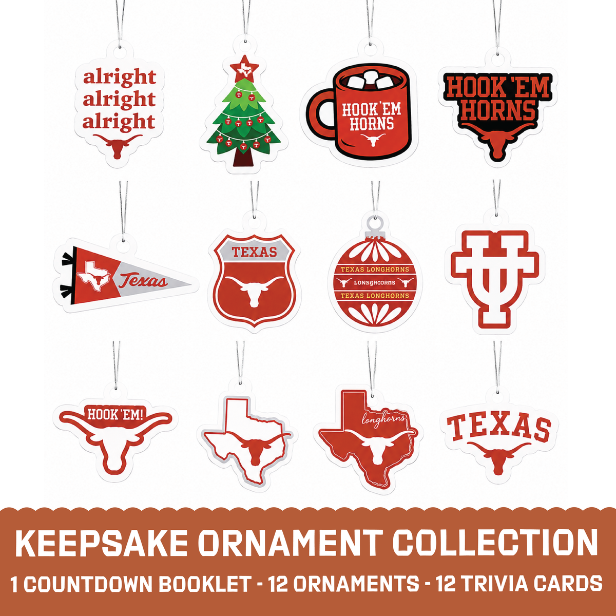 Texas Longhorns 12-Day Christmas Ornament Advent Calendar UT Football Gift