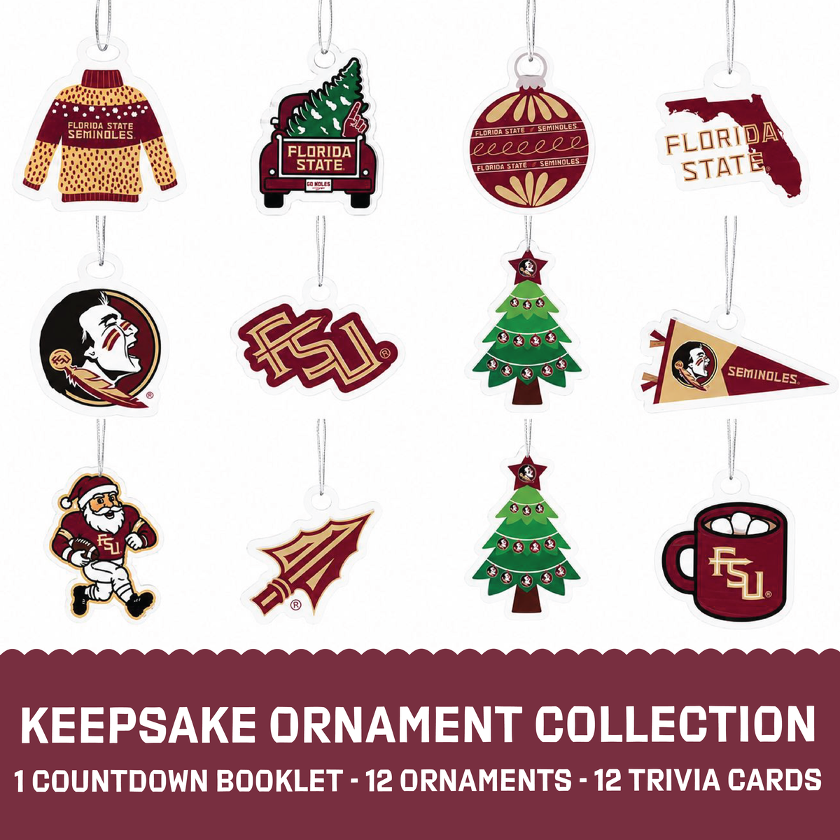 Florida State 12-Day Christmas Ornament Advent Calendar FSU Gift