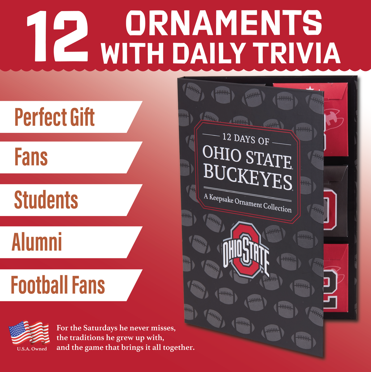 Ohio State Buckeyes 12-Day Football Ornament Advent Calendar (OSU)