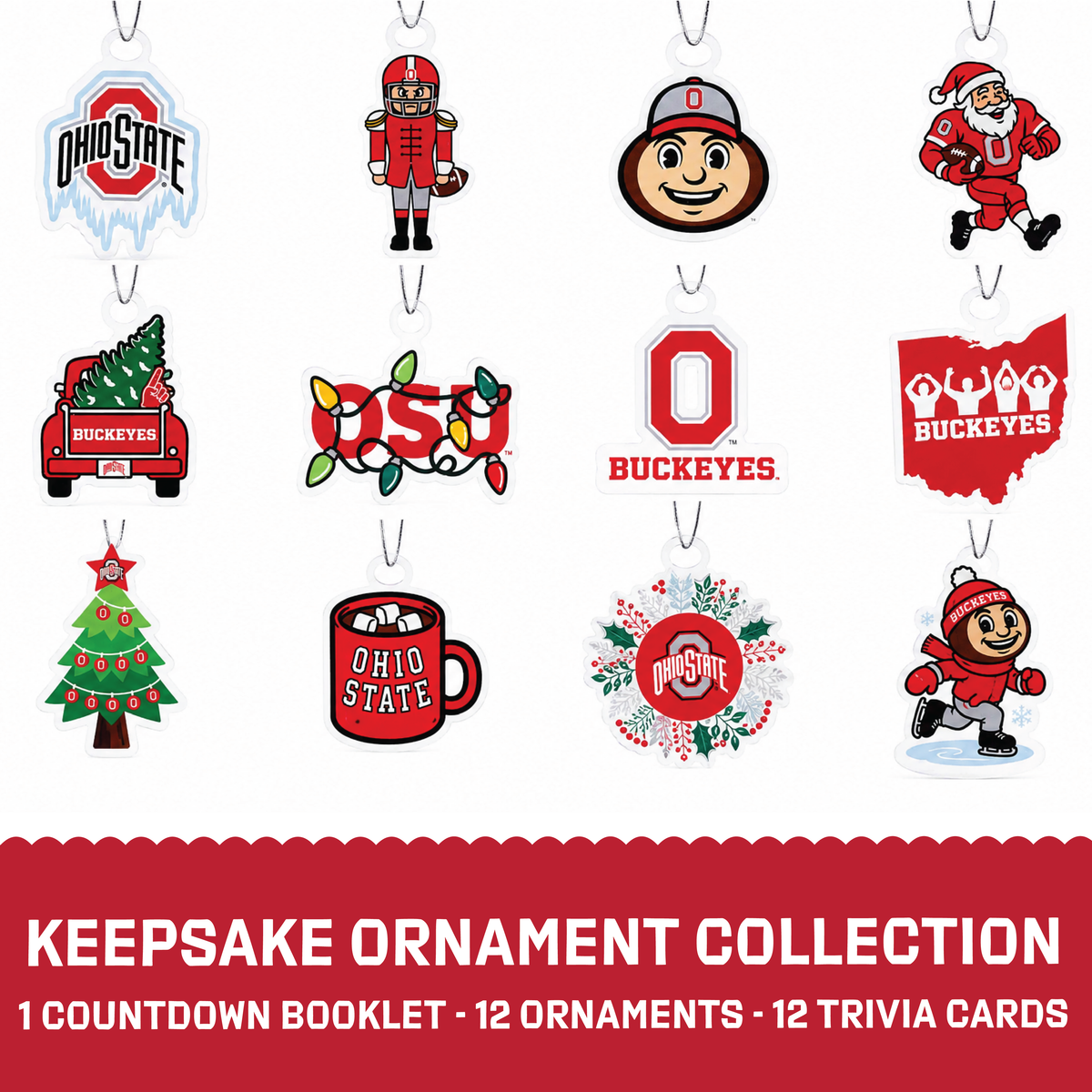 Ohio State Buckeyes 12-Day Football Ornament Advent Calendar (OSU)