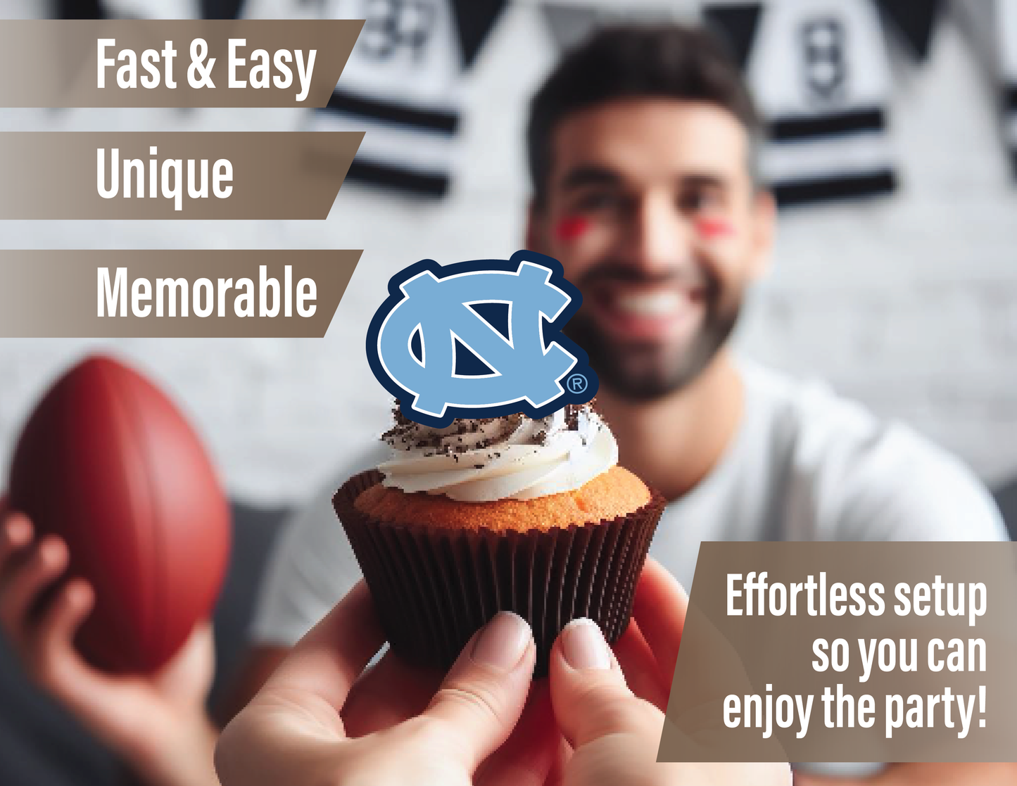 North Carolina Tar Heels Cupcake Toppers (24 Pieces)