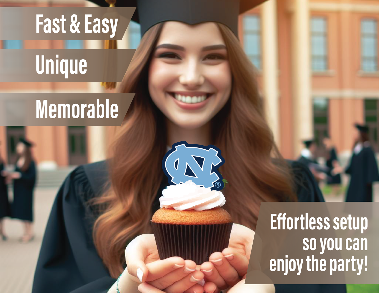 North Carolina Tar Heels Cupcake Toppers (24 Pieces)