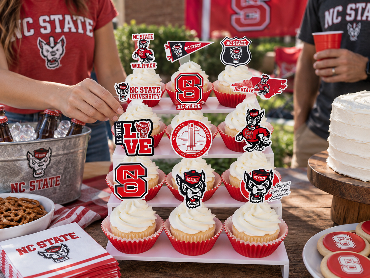 NC State Cupcake Toppers Wolfpack Graduation Party Cake Decorations 24 Pcs