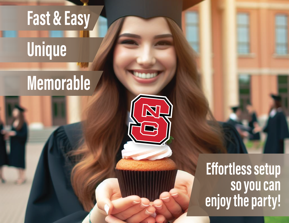 NC State Cupcake Toppers Wolfpack Graduation Party Cake Decorations 24 Pcs