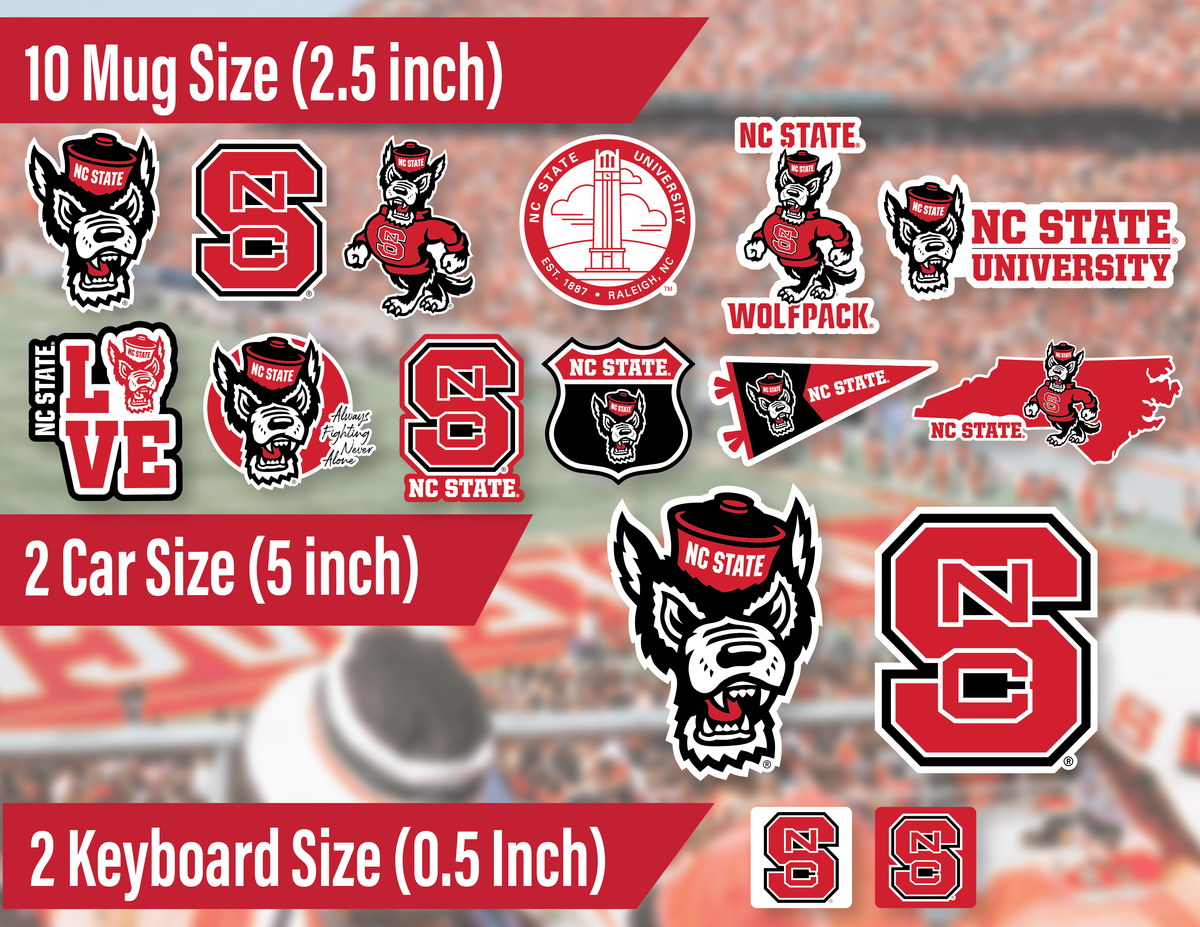 NC State Wolfpack Stickers & Decals for Car, Laptop & Phone 14 Pc Gift Set