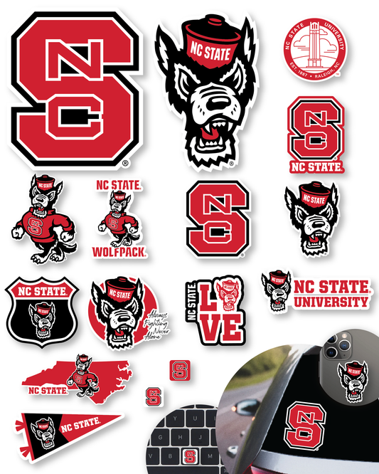 NC State Wolfpack Stickers & Decals for Car, Laptop & Phone 14 Pc Gift Set