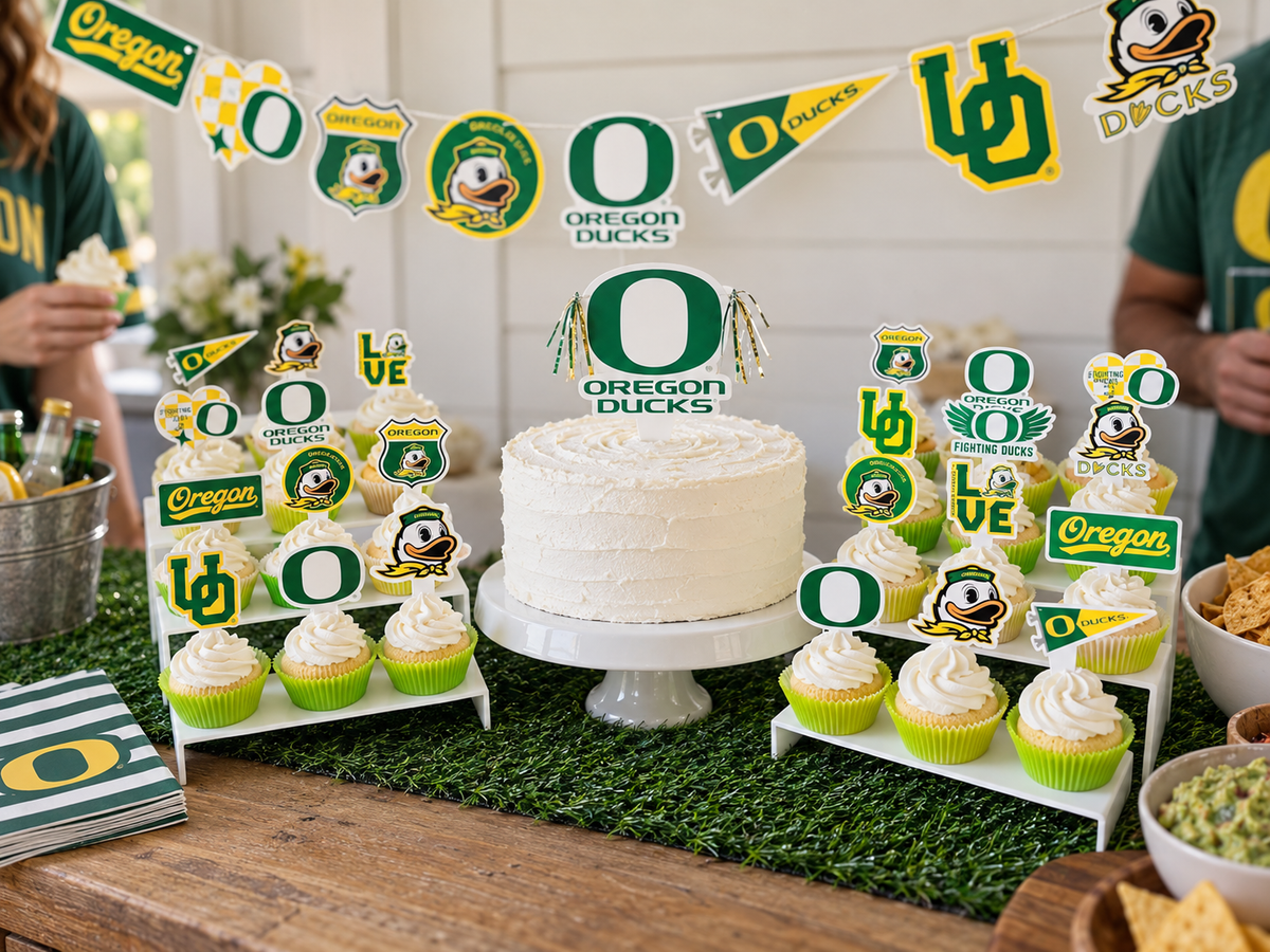 Oregon Ducks Merch UO Cupcake Toppers Cake Topper Birthday 42 Pc