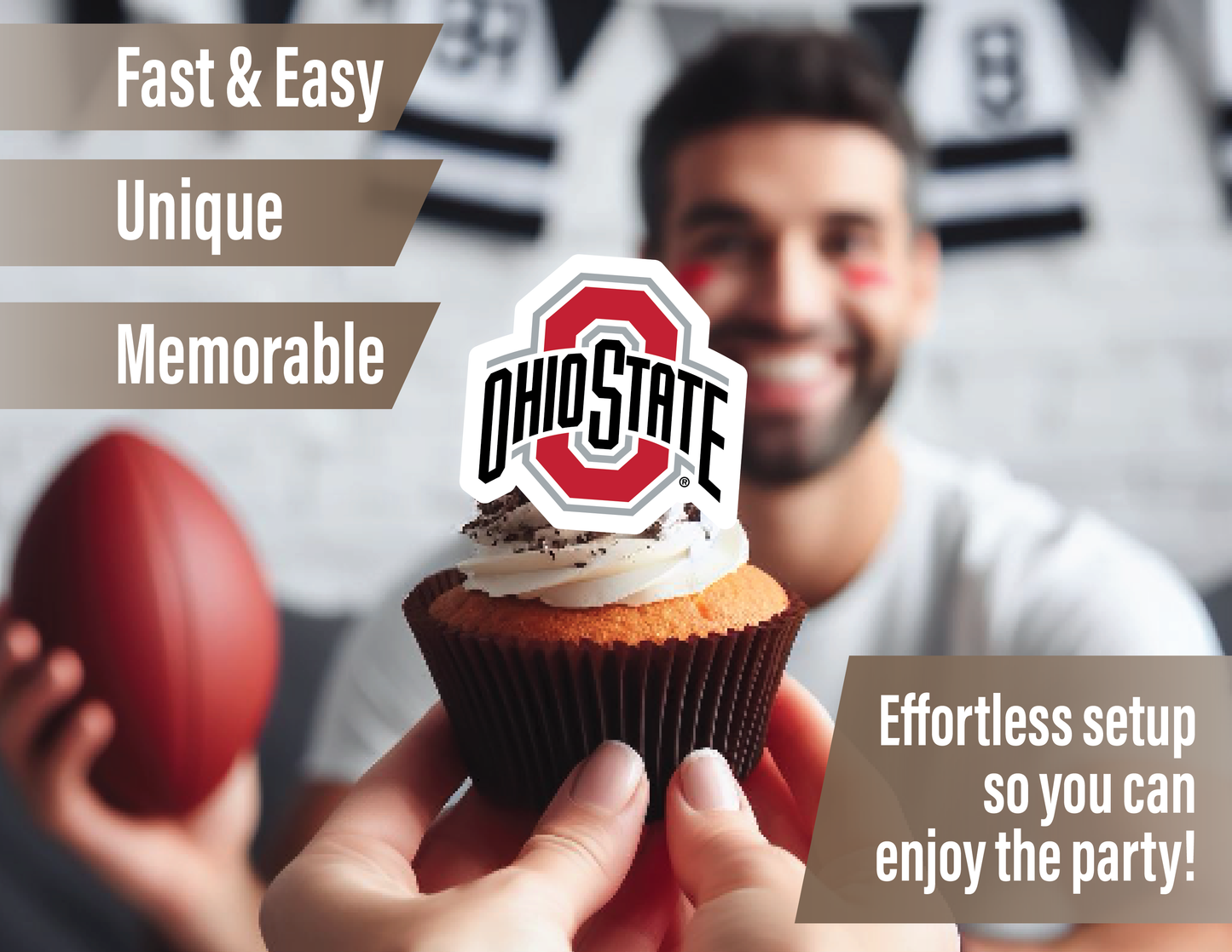 Ohio State University Buckeyes Cupcake Toppers (24 Pieces)