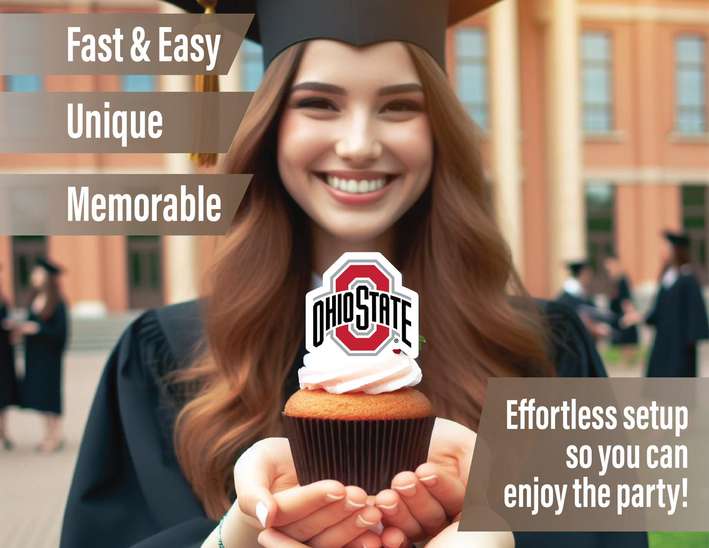 Ohio State University Buckeyes Cupcake Toppers (24 Pieces)