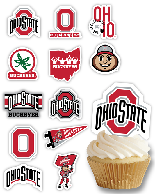 Ohio State University Buckeyes Cupcake Toppers (24 Pieces)