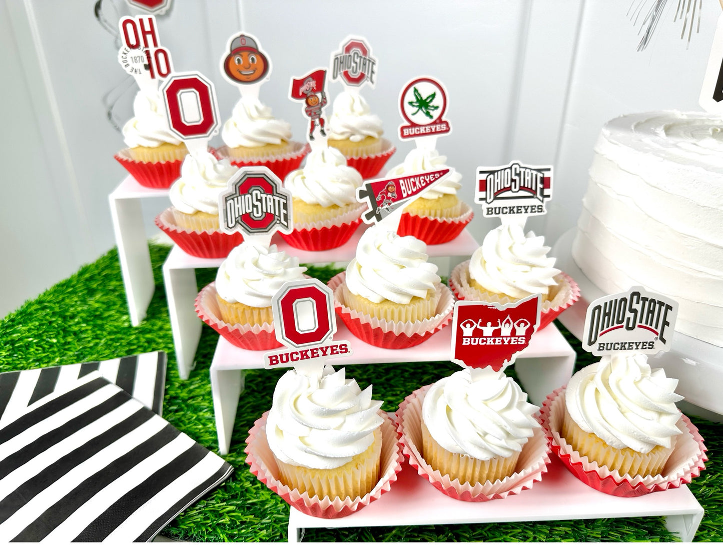 Ohio State University Buckeyes Cupcake Toppers (24 Pieces)