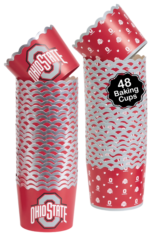 Ohio State Baking Cups (48 Pcs) for OSU Buckeyes Football, Birthday, and Graduation Party Decorations (Ohio State Buckeyes)