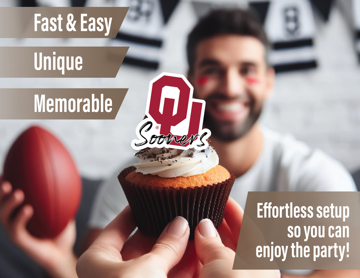 Oklahoma Sooners Cupcake Toppers (24 Pieces)