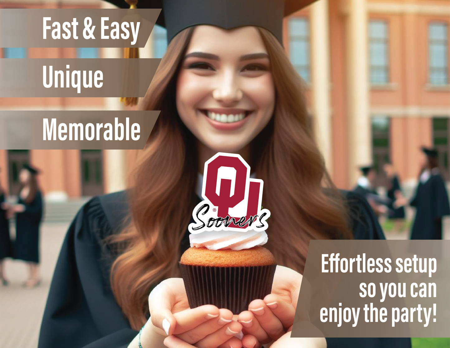 Oklahoma Sooners Cupcake Toppers (24 Pieces)