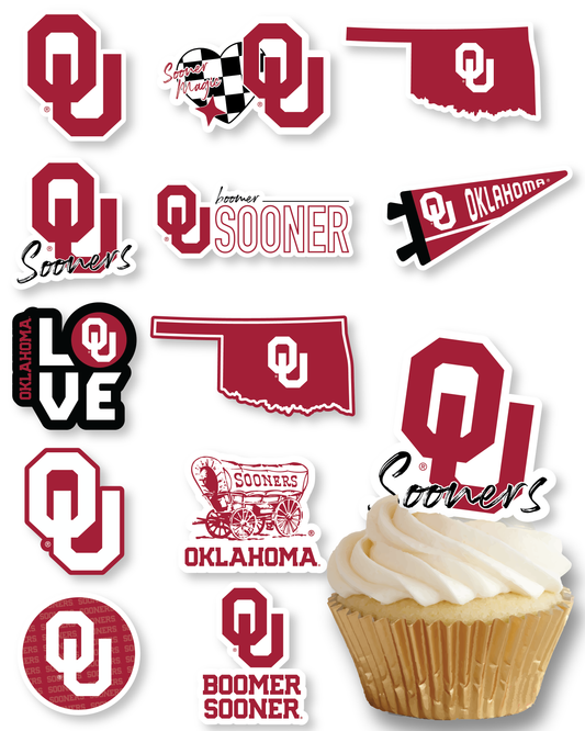 Oklahoma Sooners Cupcake Toppers (24 Pieces)