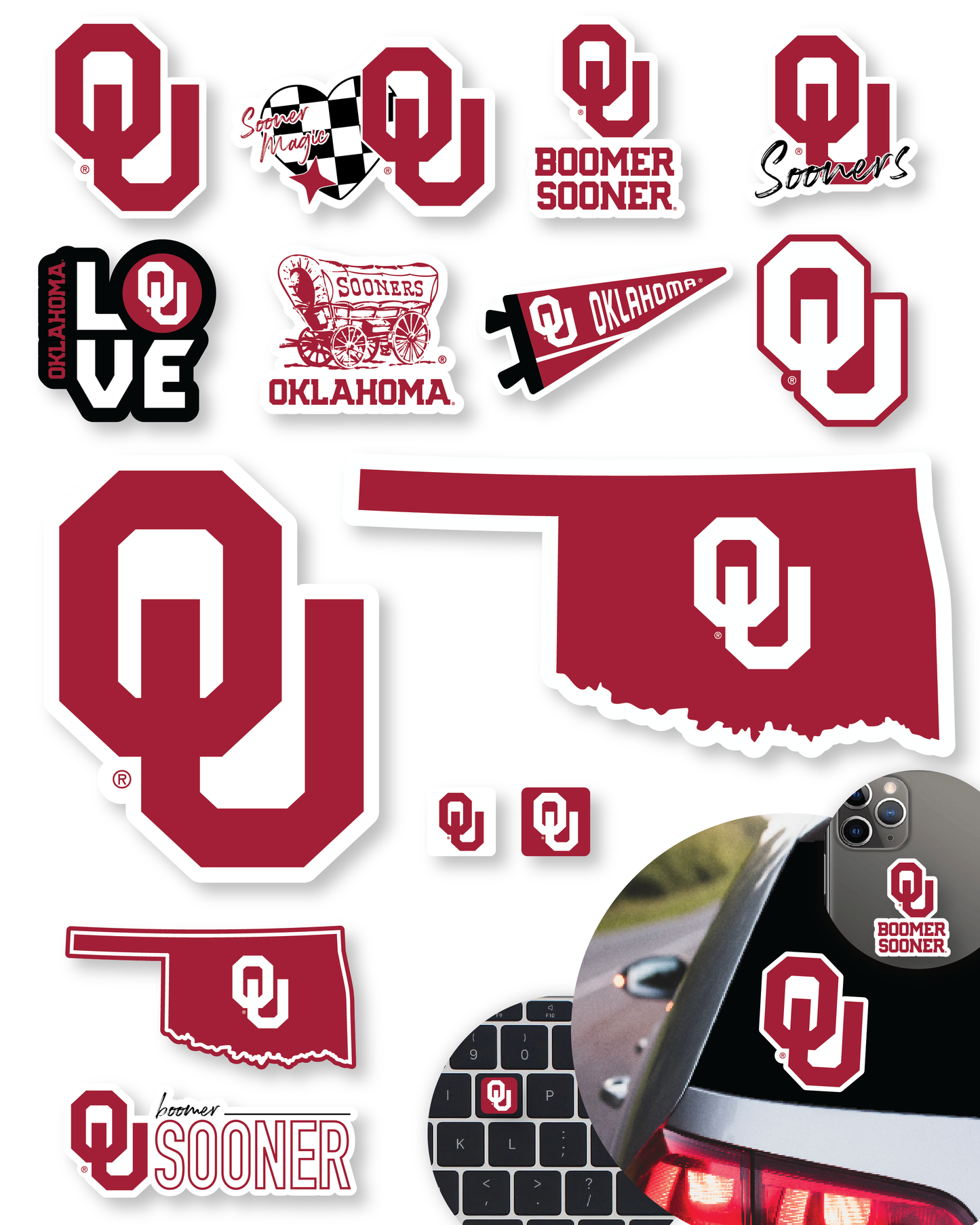 Oklahoma Sooners Sticker Set (14 Pieces)