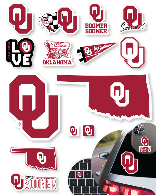 Oklahoma Sooners Sticker Set (14 Pieces)