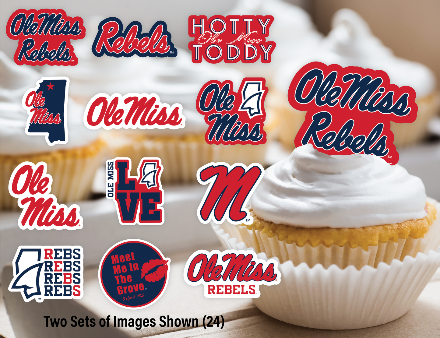 Ole Miss Rebels Party Decorations with Banner and Cupcake Toppers (42 Pieces)
