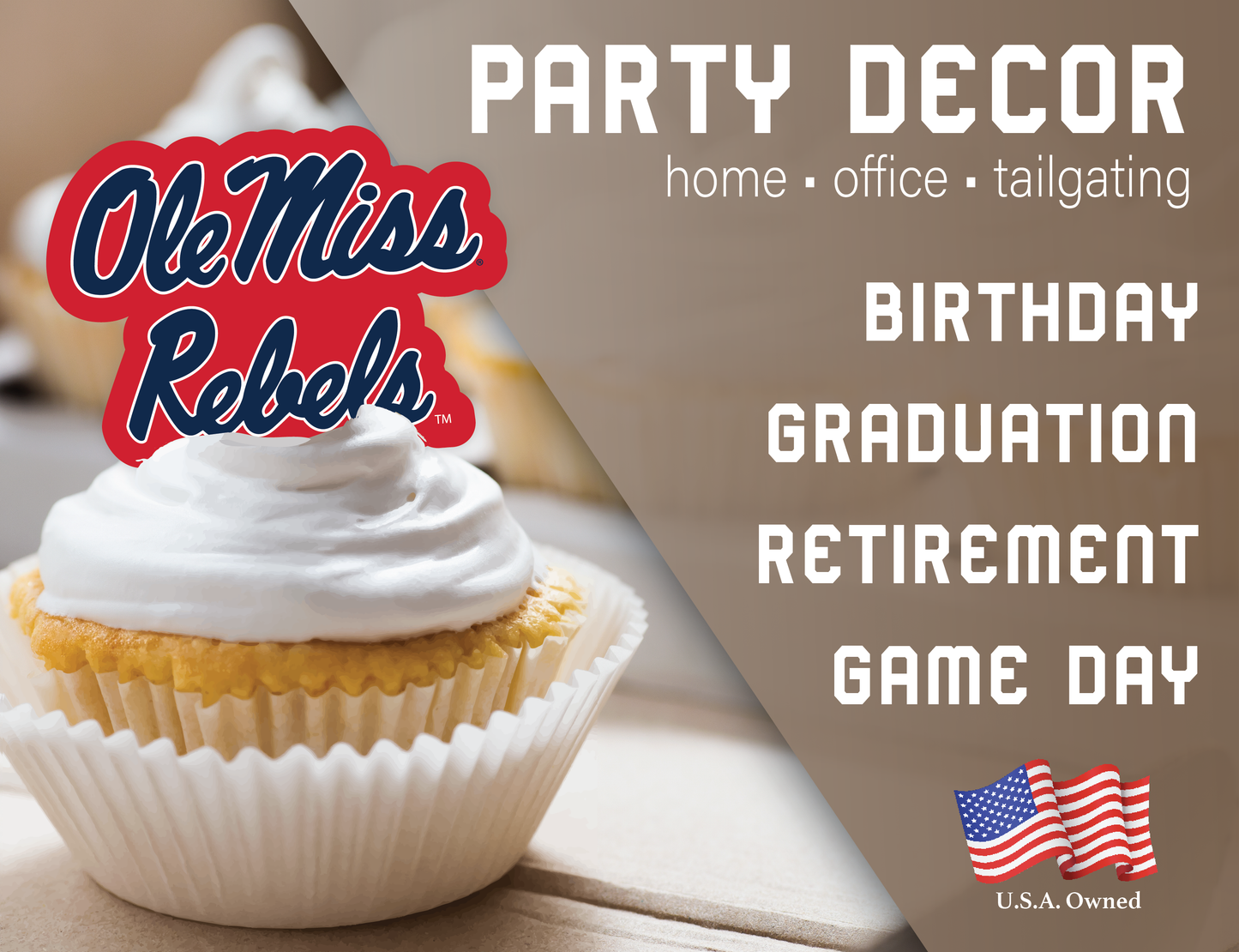 Ole Miss Rebels Party Decorations with Banner and Cupcake Toppers (42 Pieces)