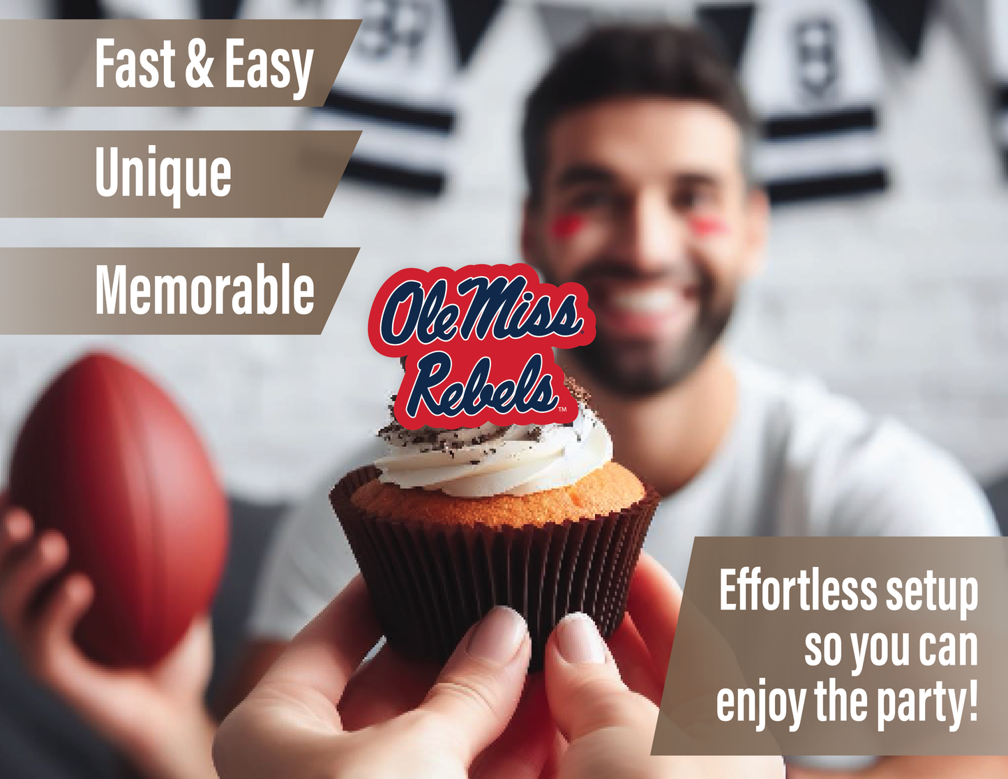 Ole Miss Rebels Party Decorations with Banner and Cupcake Toppers (42 Pieces)