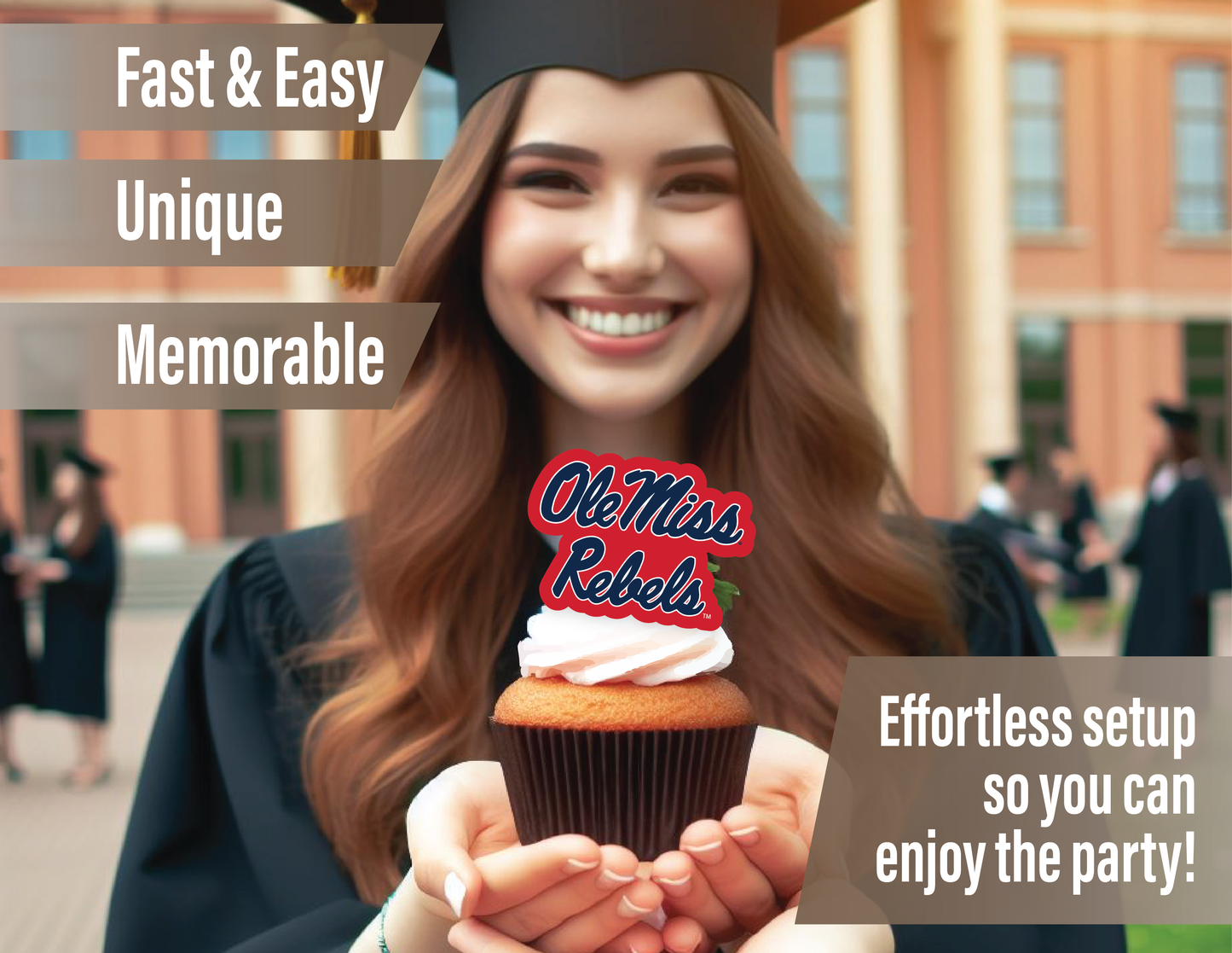 Ole Miss Rebels Party Decorations with Banner and Cupcake Toppers (42 Pieces)