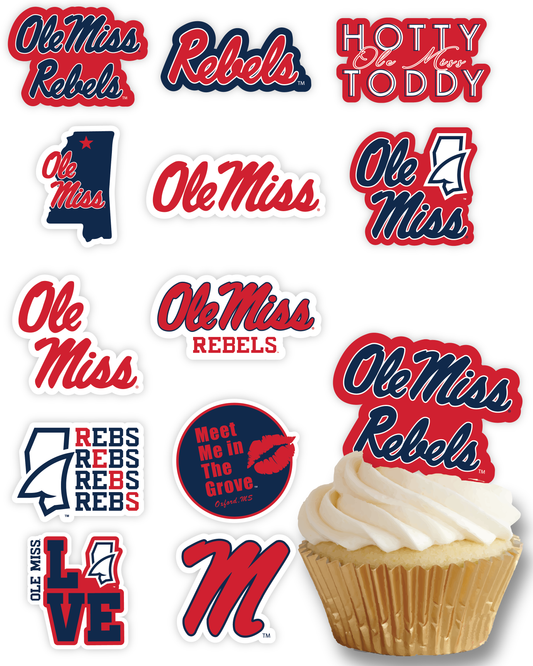 Ole Miss Rebels Cupcake Toppers (24 Pieces)