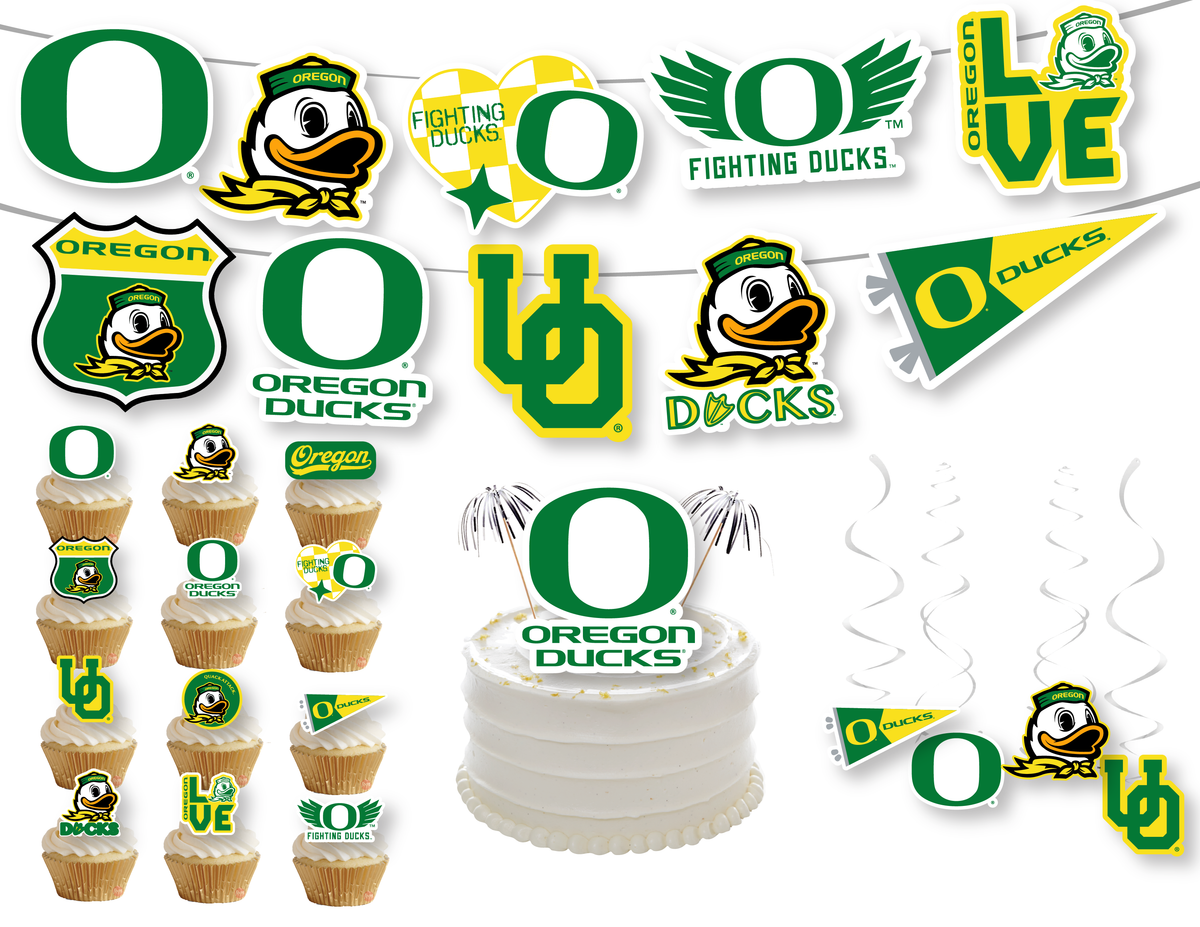Oregon Ducks Merch UO Cupcake Toppers Cake Topper Birthday 42 Pc