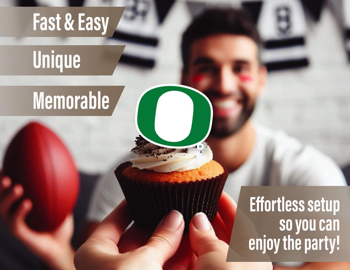 Oregon Ducks Merch UO Cupcake Toppers Cake Topper Birthday 42 Pc
