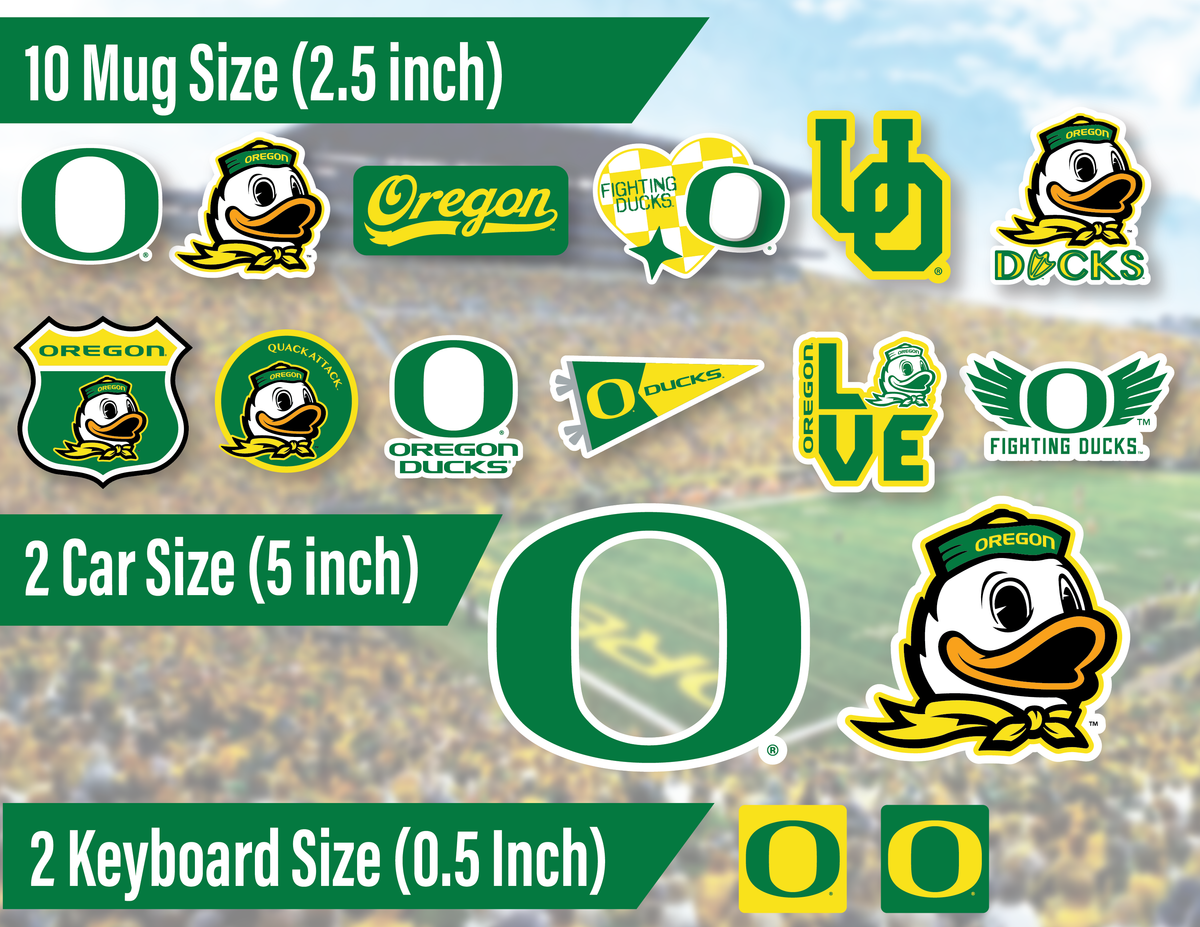 Oregon Ducks Stickers Decals Bundle Vinyl for Water Bottle Car Helmet 14 Pc