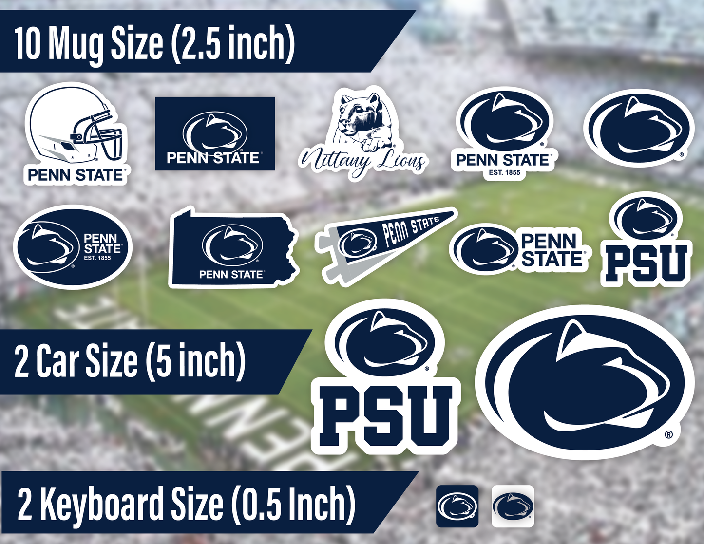 Penn State Nittany Lions Sticker Set (14 Pieces)