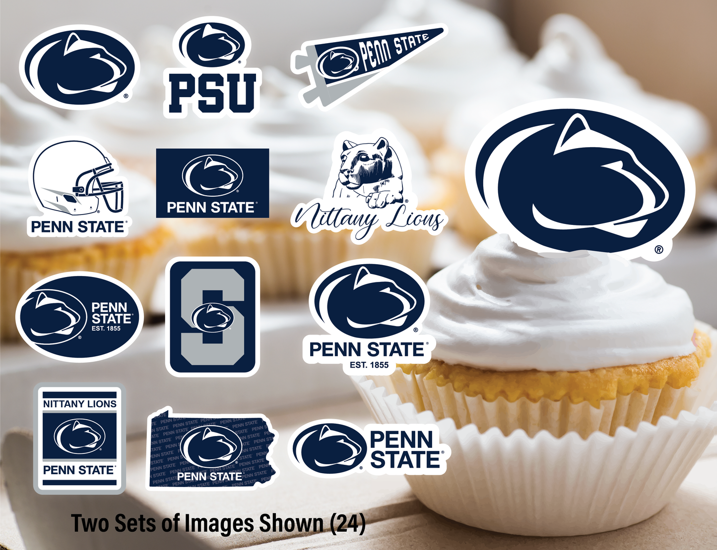 Penn State Nittany Lions Party Decorations with Banner and Cupcake Toppers (42 Pieces)