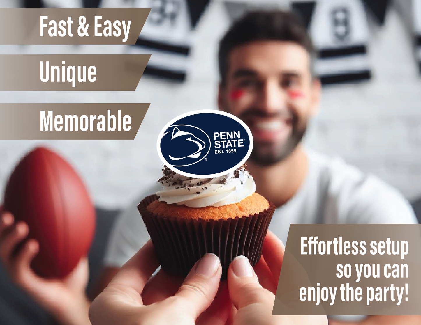 Penn State Nittany Lions Party Decorations with Banner and Cupcake Toppers (42 Pieces)