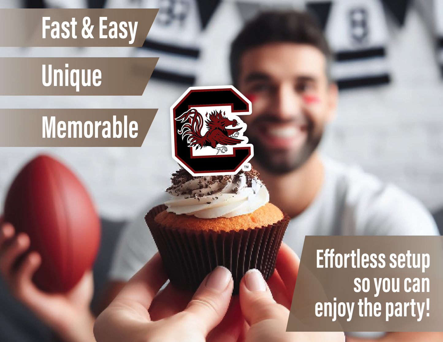 South Carolina Gamecocks Cupcake Toppers (24 Pieces)