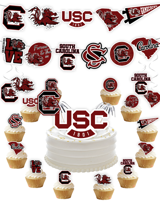 South Carolina Gamecocks Party Decorations with Banner and Cupcake Toppers (42 Pieces)