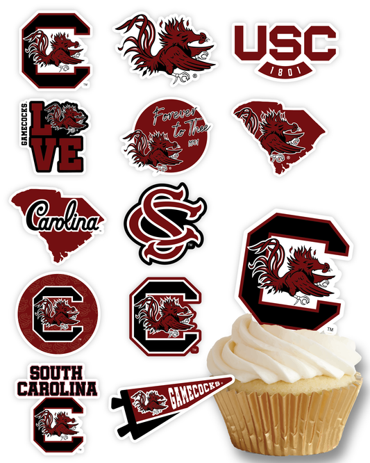 South Carolina Gamecocks Cupcake Toppers (24 Pieces)