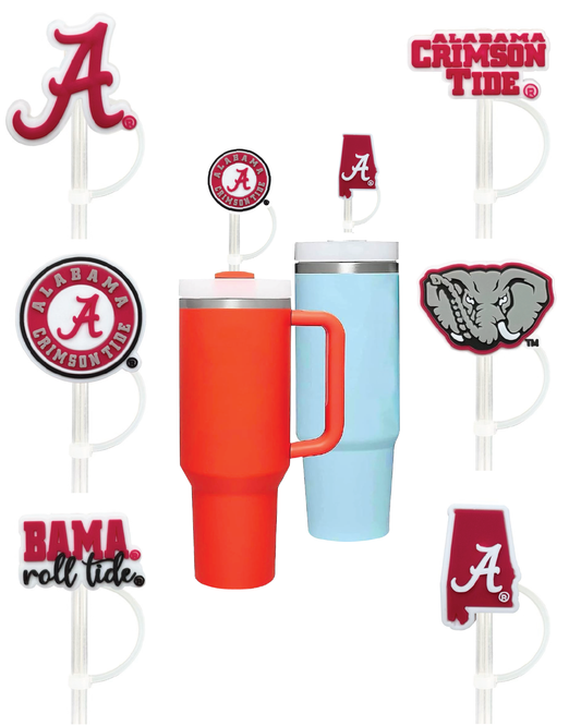 Alabama Crimson Tide 10mm Straw Toppers (6 Pieces)
