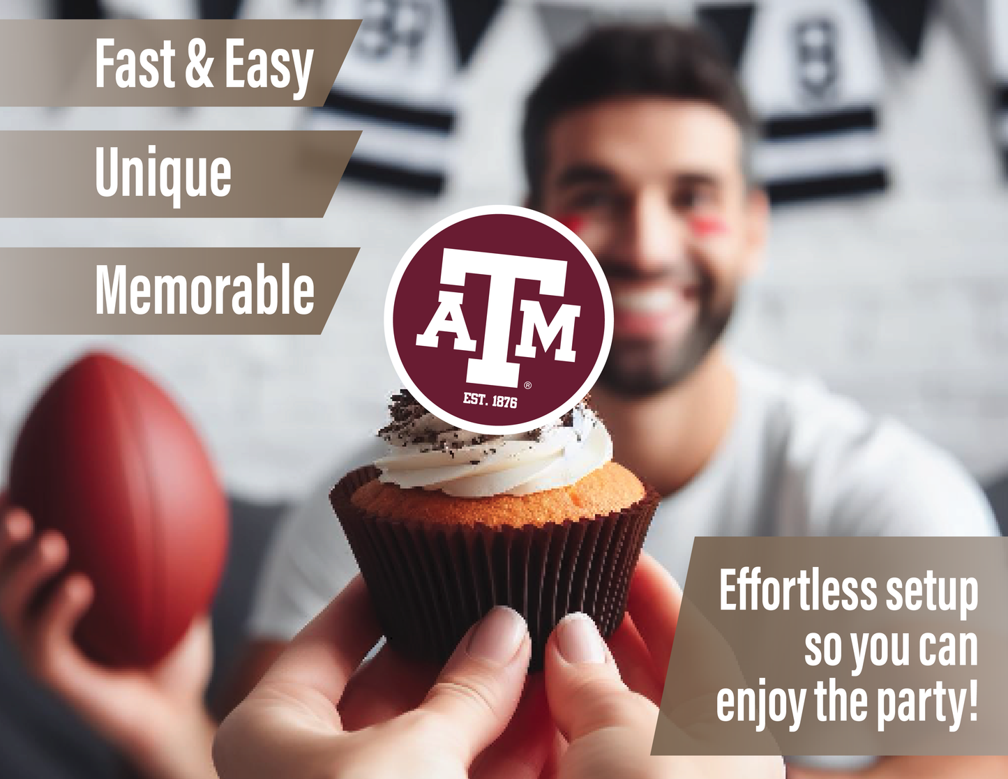 Texas A&M Aggies Party Decorations with Banner and Cupcake Toppers (42 Pieces)