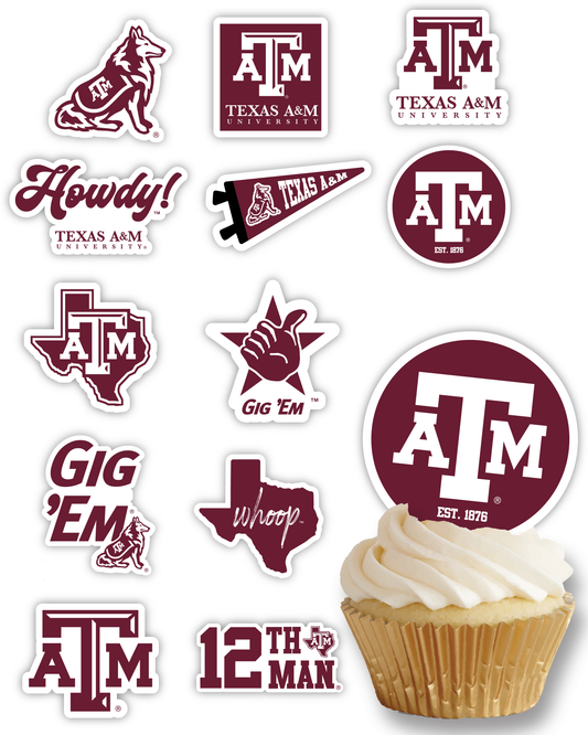 Texas A&M Aggies Cupcake Toppers (24 Pieces)