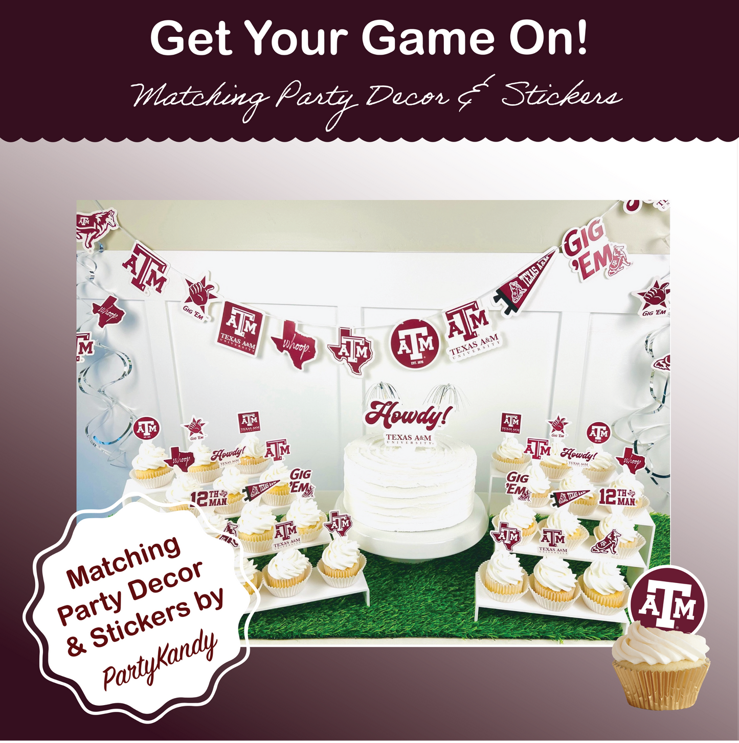 Texas A&M Baking Cups (48 Pcs) for Football, Birthday, and Graduation Party Decorations (Texas A&M Aggies)
