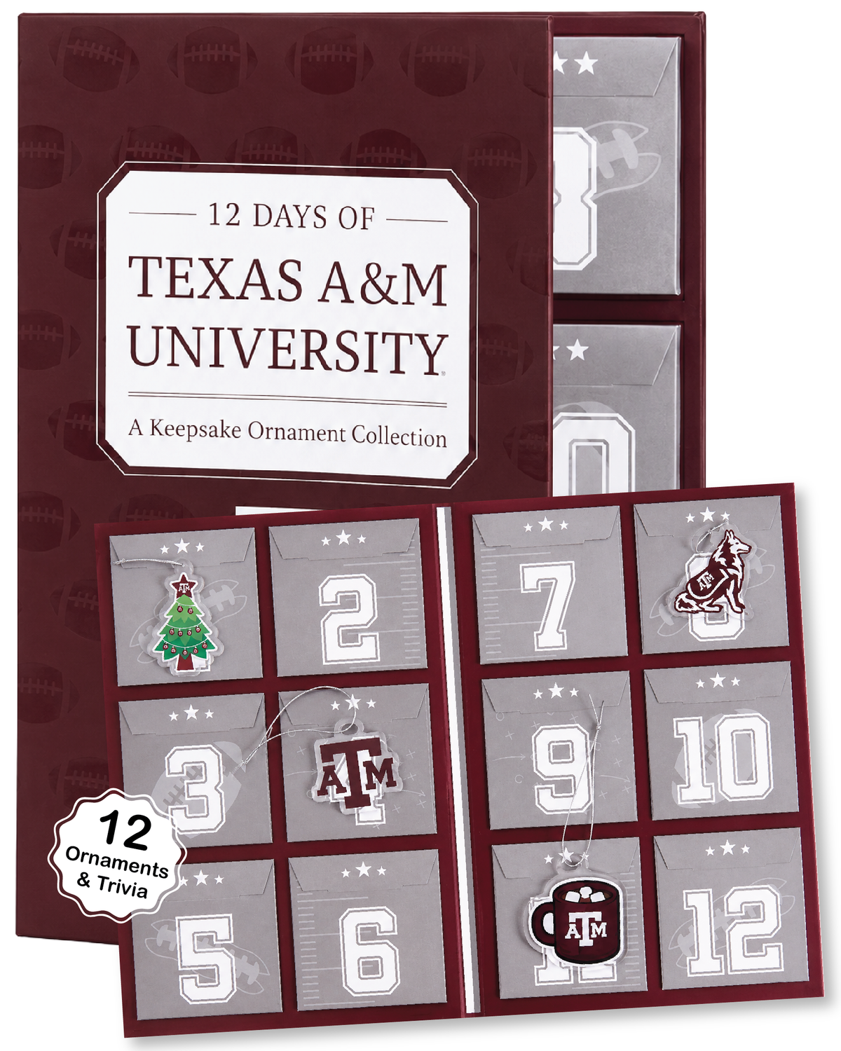 Texas A&M Aggies 12-Day Christmas Ornament Advent Calendar Football Gift