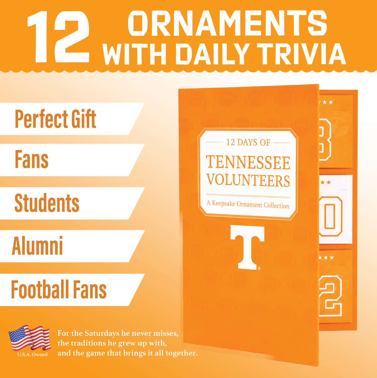 Tennessee Vols 12-Day Christmas Ornament Advent Calendar Football Fan Gift