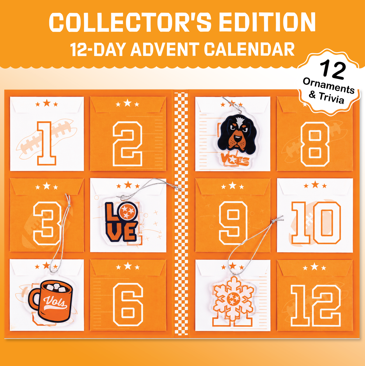Tennessee Vols 12-Day Christmas Ornament Advent Calendar Football Fan Gift