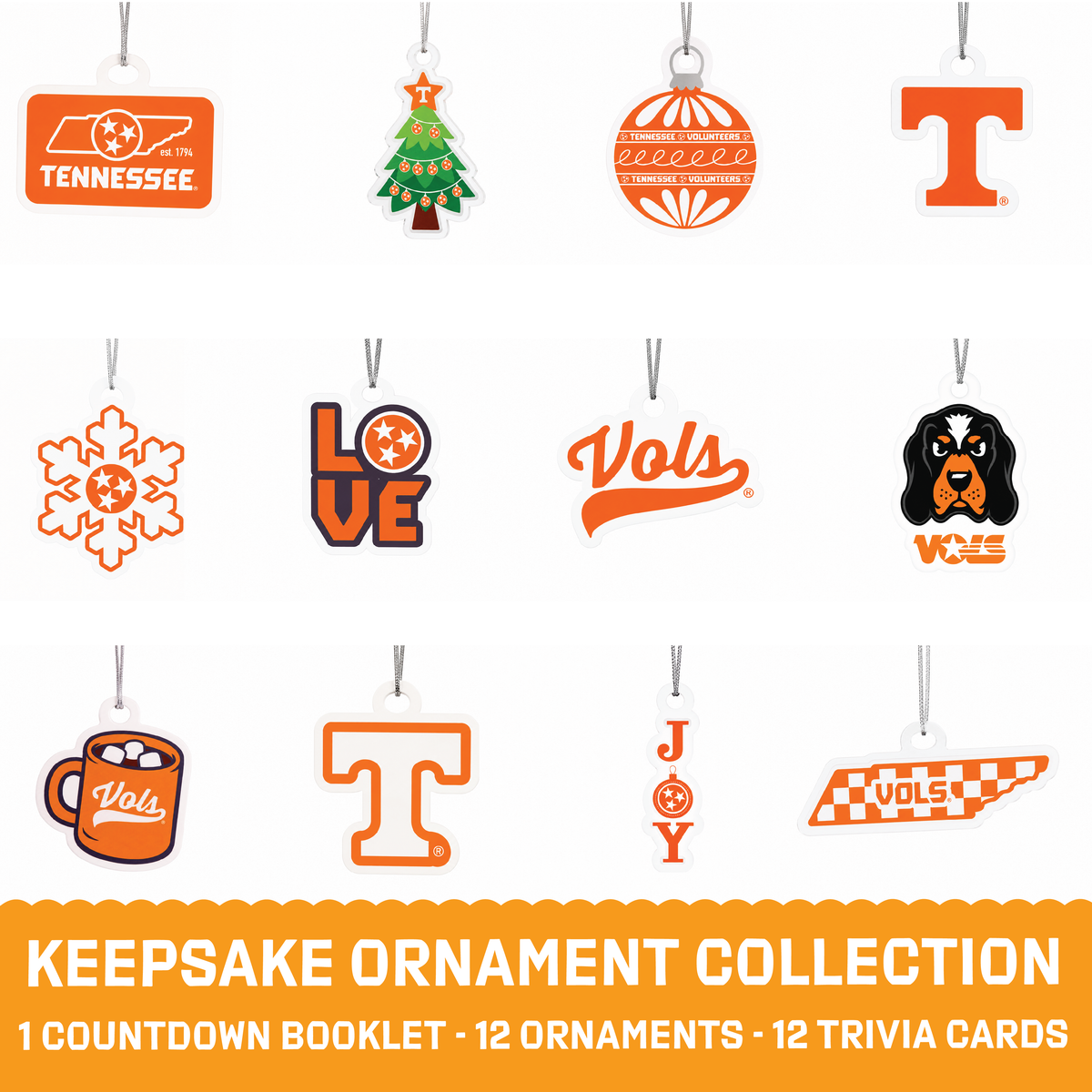 Tennessee Vols 12-Day Christmas Ornament Advent Calendar Football Fan Gift