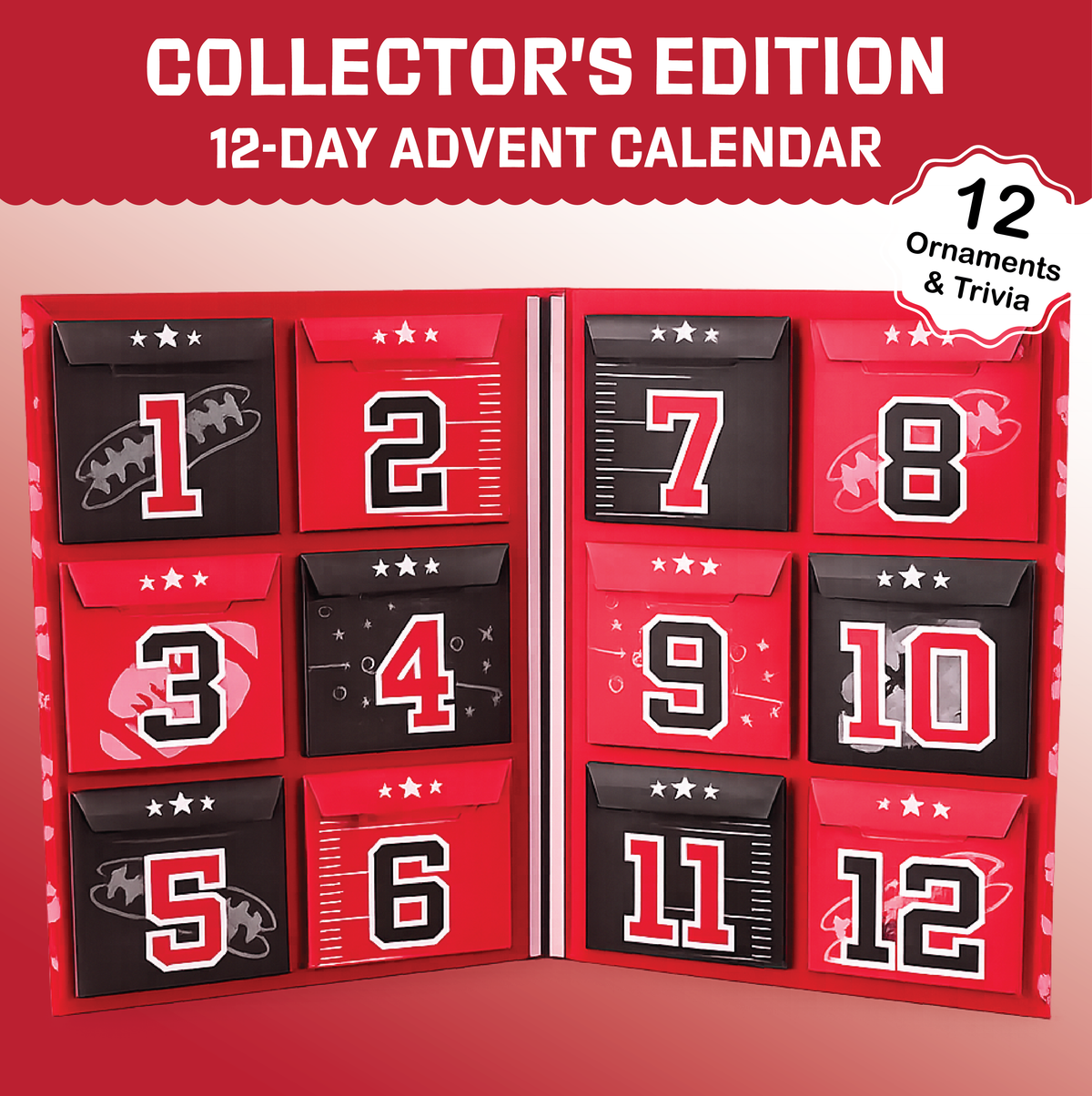 Texas Tech Merch 12-Day Holiday Ornament Advent Calendar Football Gift