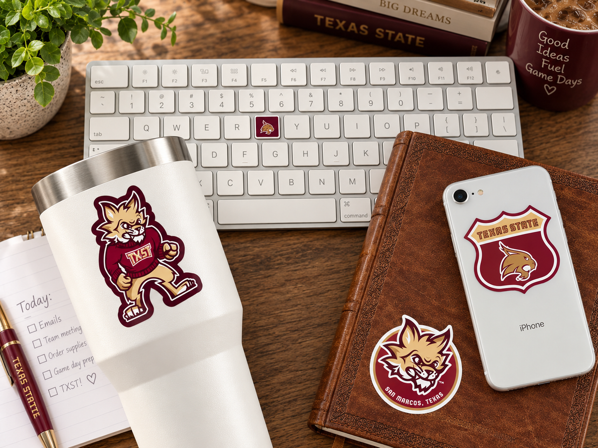 Texas State University Stickers TXST Decal Bobcats Vinyl Car Sticker 14 Pcs