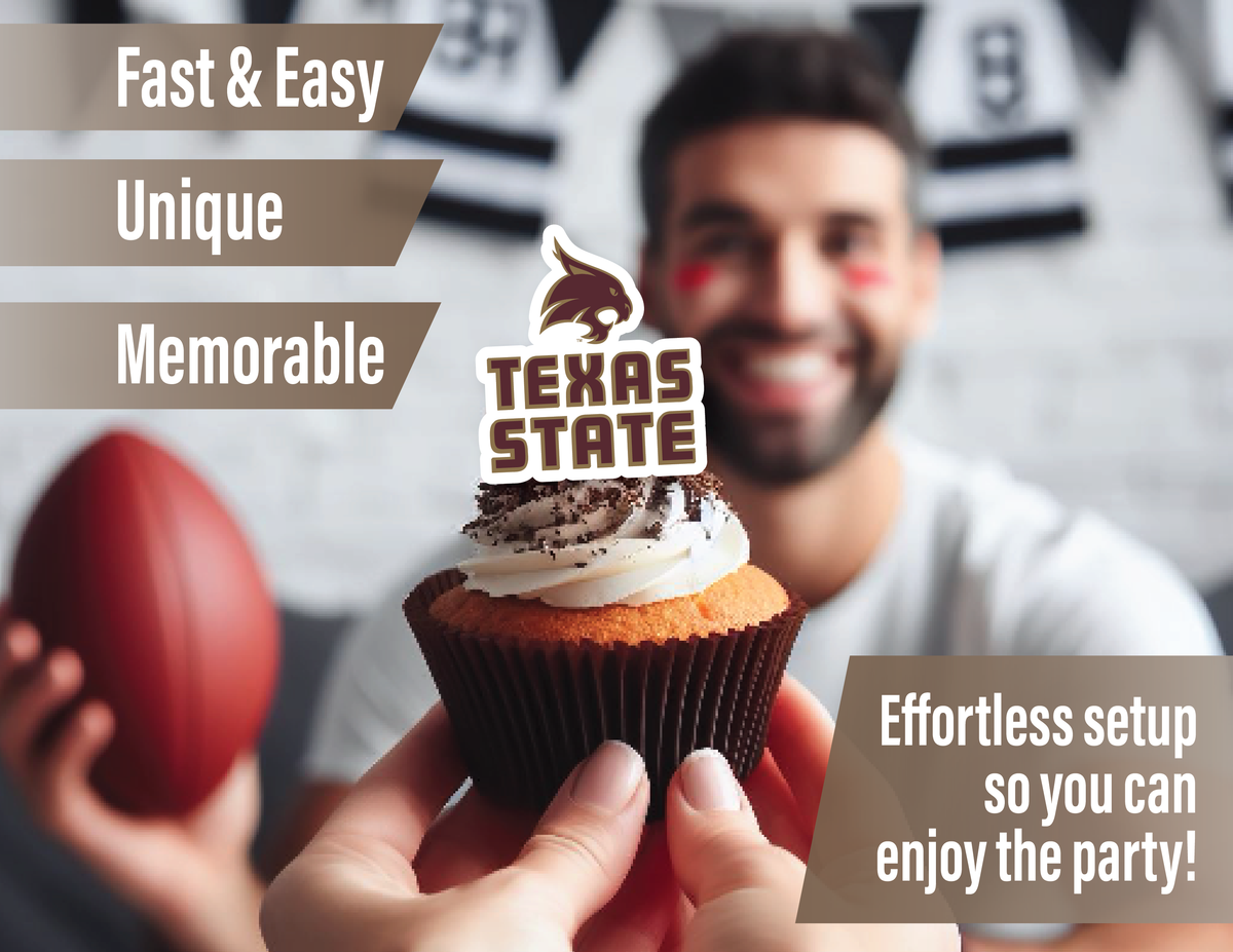 Texas State Graduation Decorations TXST Cupcake Toppers Bobcats Party 24 Pc