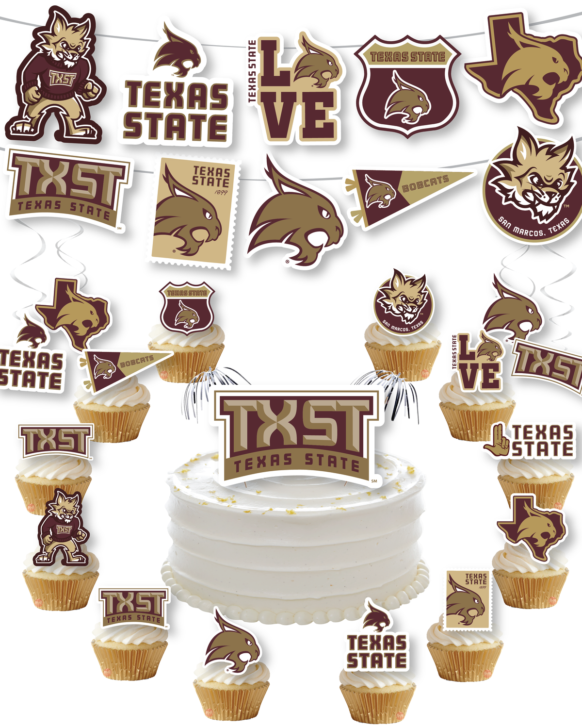 Texas State University Decorations, TXST Party Decor, Graduation 42 Pcs