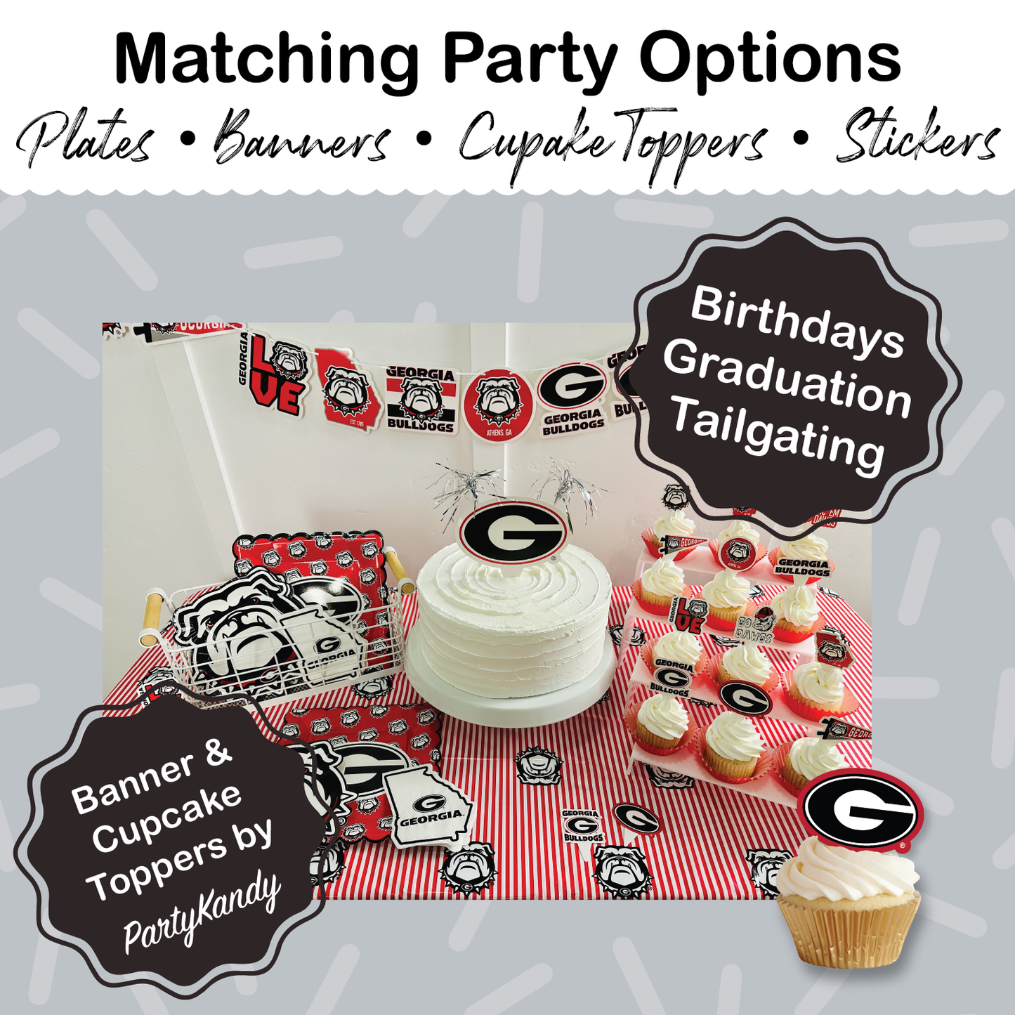 Georgia Bulldogs Tableware Set with 32 Plates, 16 Napkins and 1 Tablecloth (Serves 16)