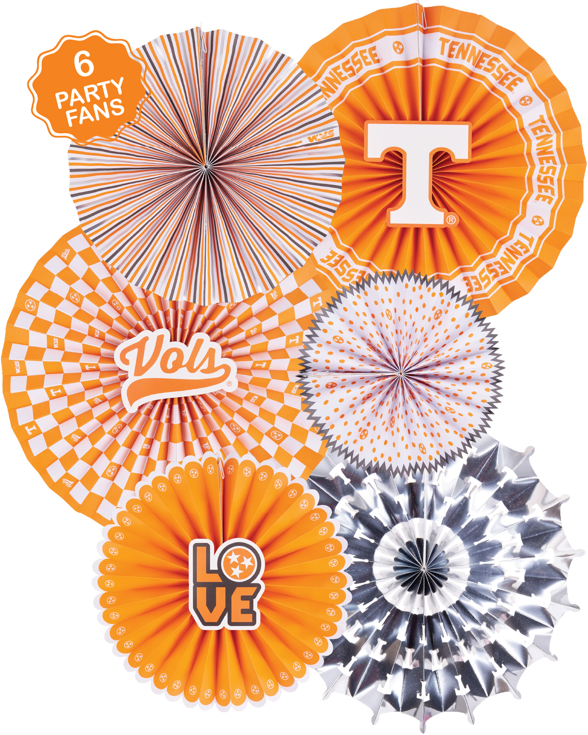 Tennessee Vols Paper Fan Backdrop UT Birthday Graduation Party Decor 6Pc