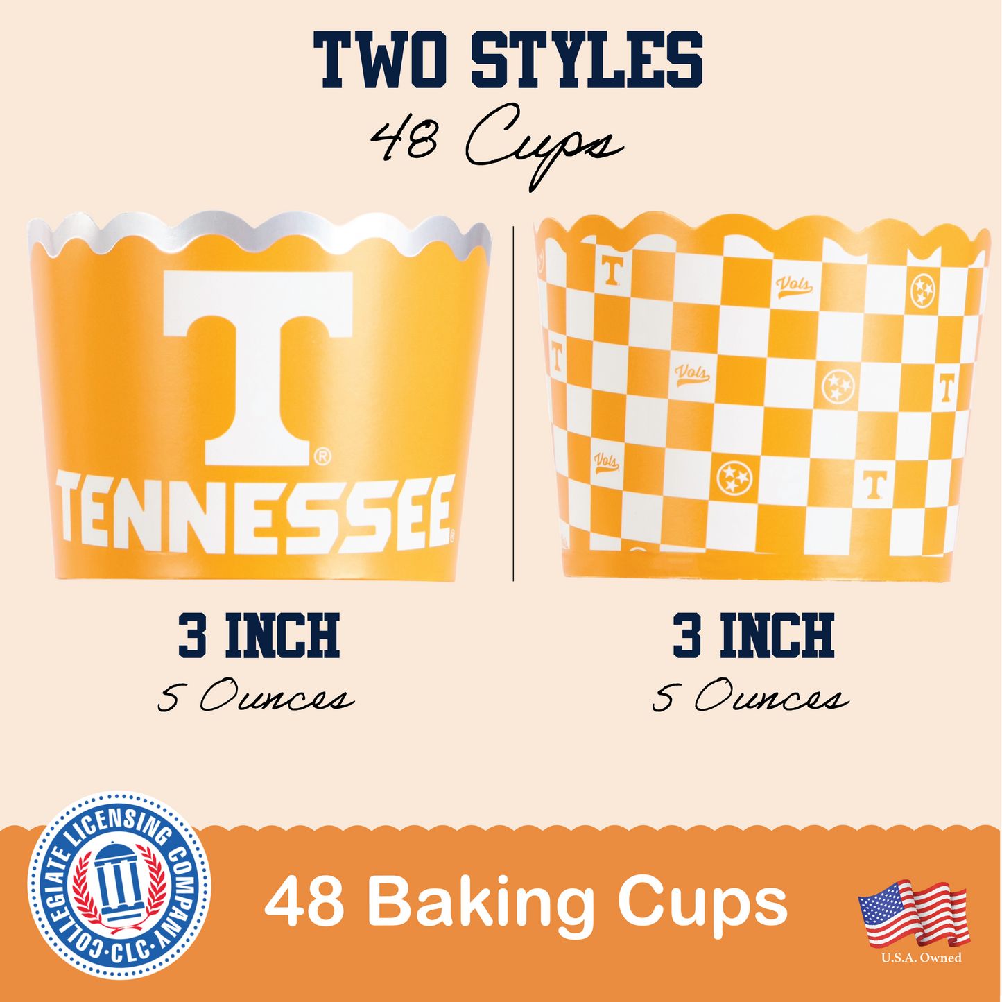 Tennessee Vols Baking Cups (48 Pcs) for UT Volunteers Football, Birthday, and Graduation Party Decorations (Tennessee Vols)